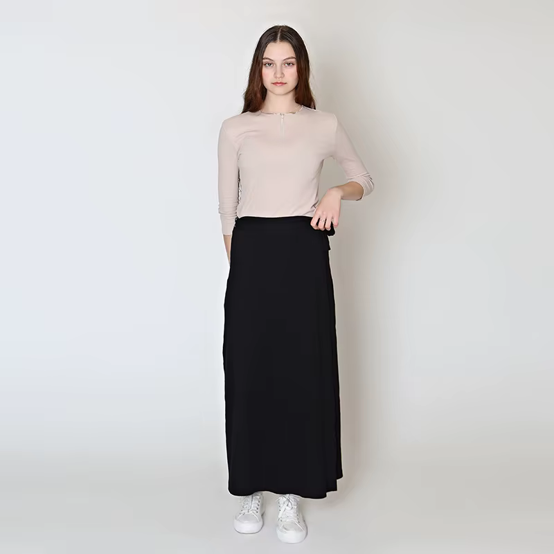 Conjunto camisa cremallera algodón falda envolvente niña manga larga - imagen 3