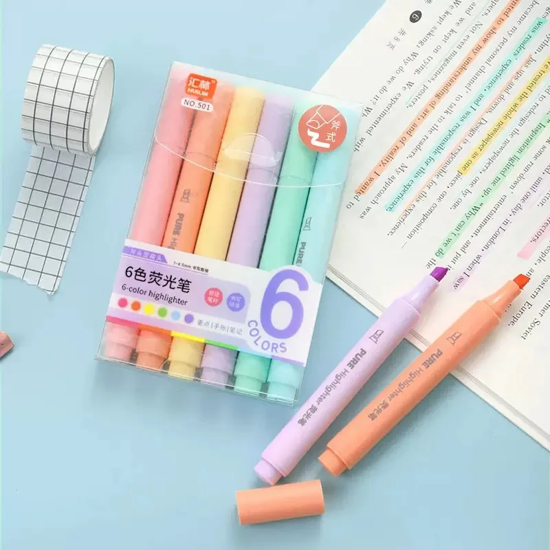 Rotuladores fluorescentes pastel estilo macaron para dibujo infantil