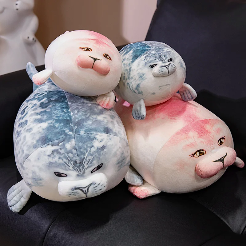 Almohada de peluche 3D azul y rosa con sello suave - imagen 3