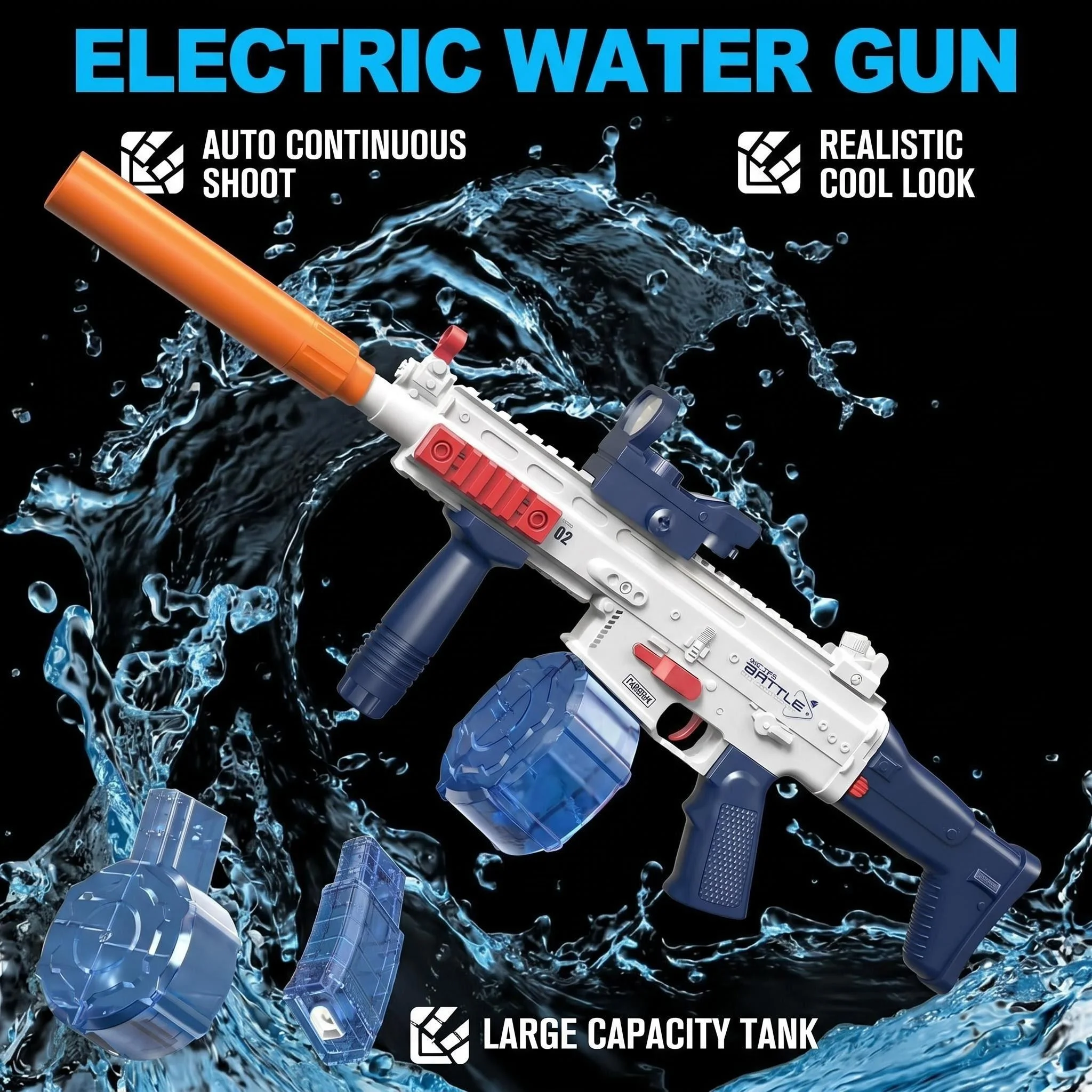 Pistola de agua eléctrica SCAR: disparo continuo automático - imagen 4