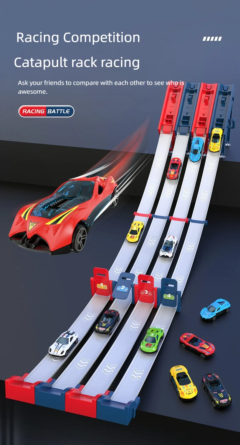 Coche de aleación y pista en acción