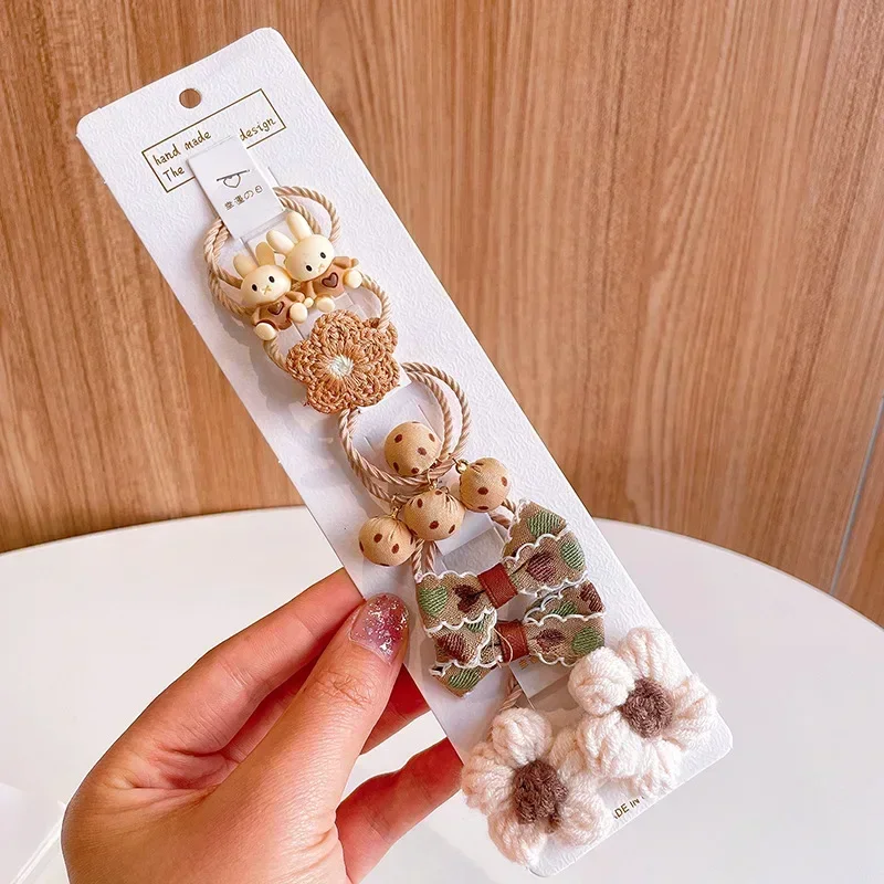Scrunchie bebé con lazo de flores elástico para el pelo - imagen 3
