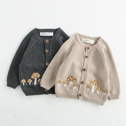 MILANCEL Cardigan bebé en punto para otoño con bordado de setas