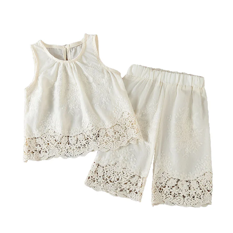 MILANCEL Conjunto de verano para bebé con chaleco de encaje y pantalón - imagen 2