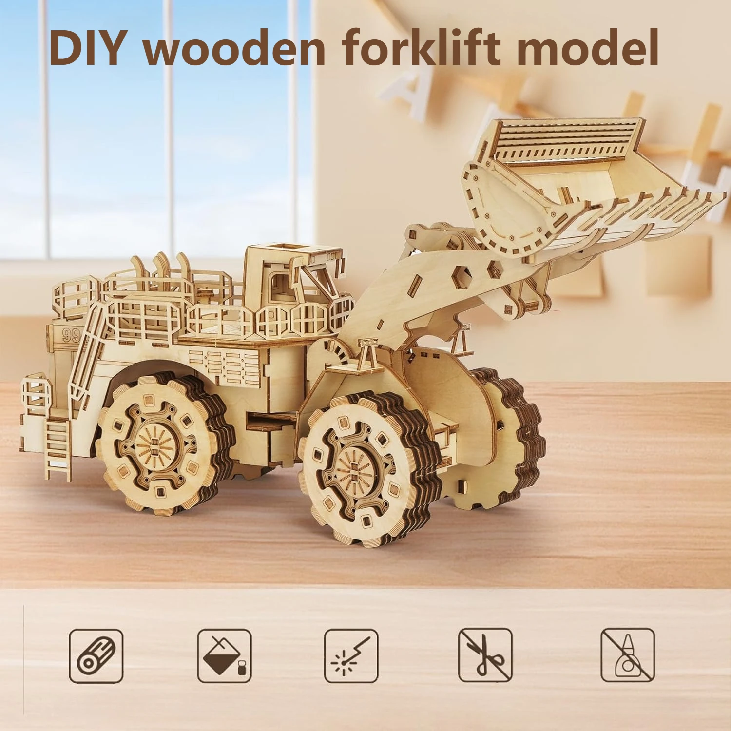 Rompecabezas 3D de madera bulldozer, modelo DIY educativo - imagen 4