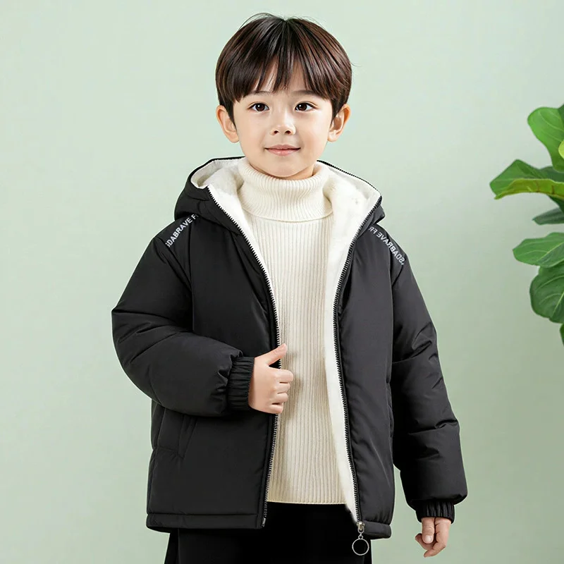 Parka infantil con forro polar vista frontal