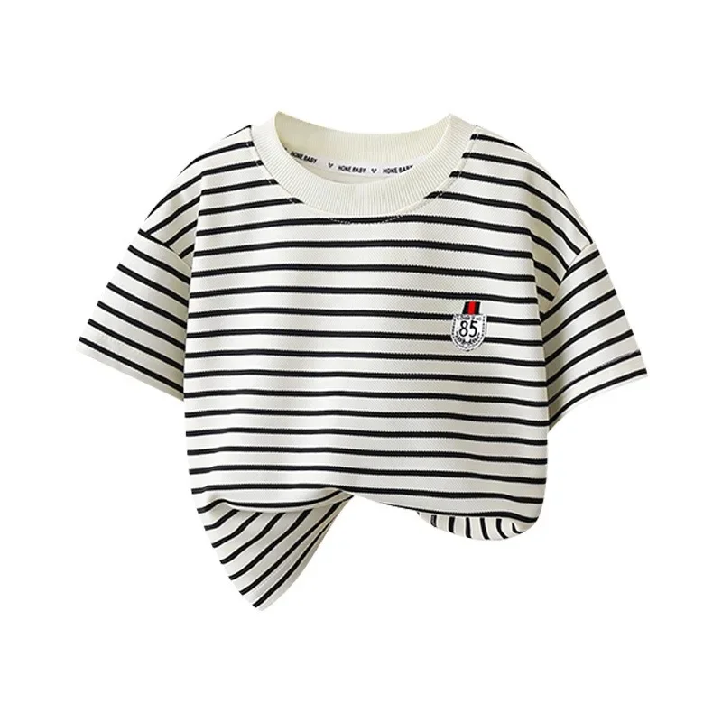 Camiseta a rayas de verano transpirable para niños y niñas - imagen 2