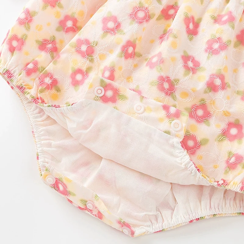 Conjunto 2 piezas para recién nacida: mono de algodón con flores