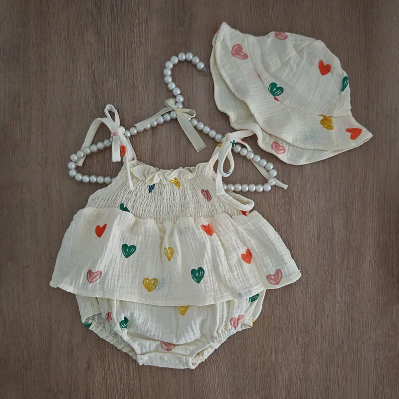 Mono para bebé con estampado floral y gorro, tirantes - imagen 4