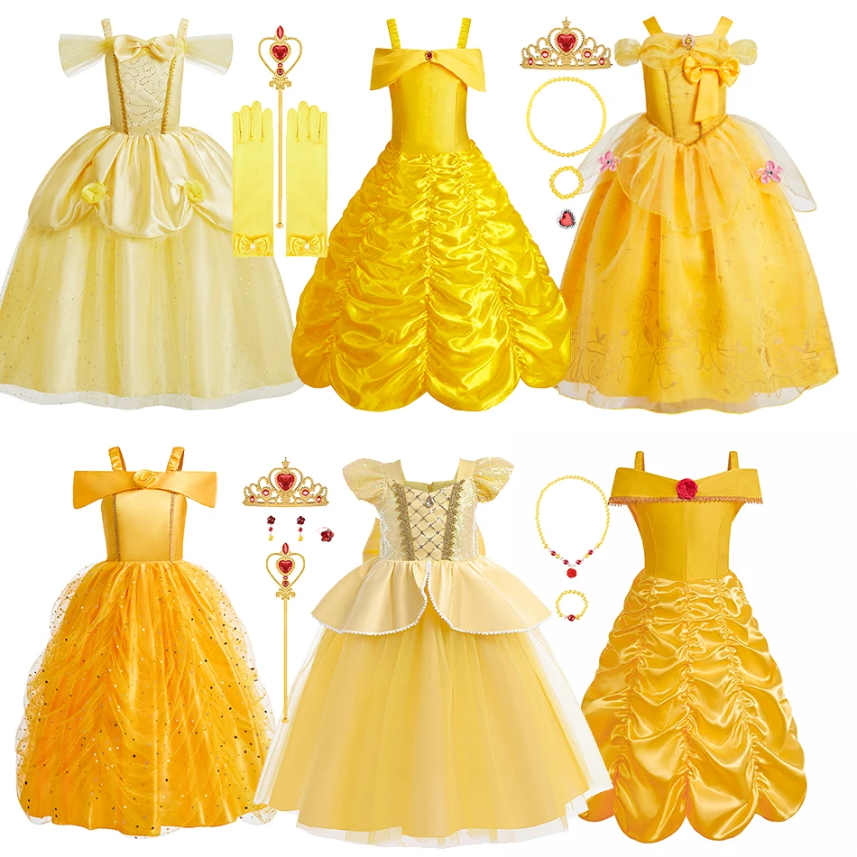 Disfraz de princesa Bella para niña - Ideal para Carnaval y Halloween