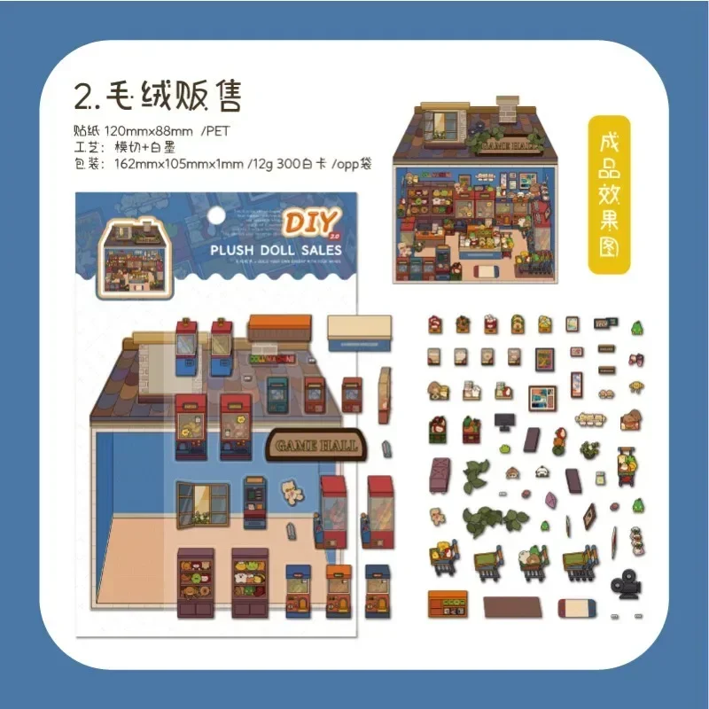 Pegatinas 3D de paisaje miniatura para juegos acogedores