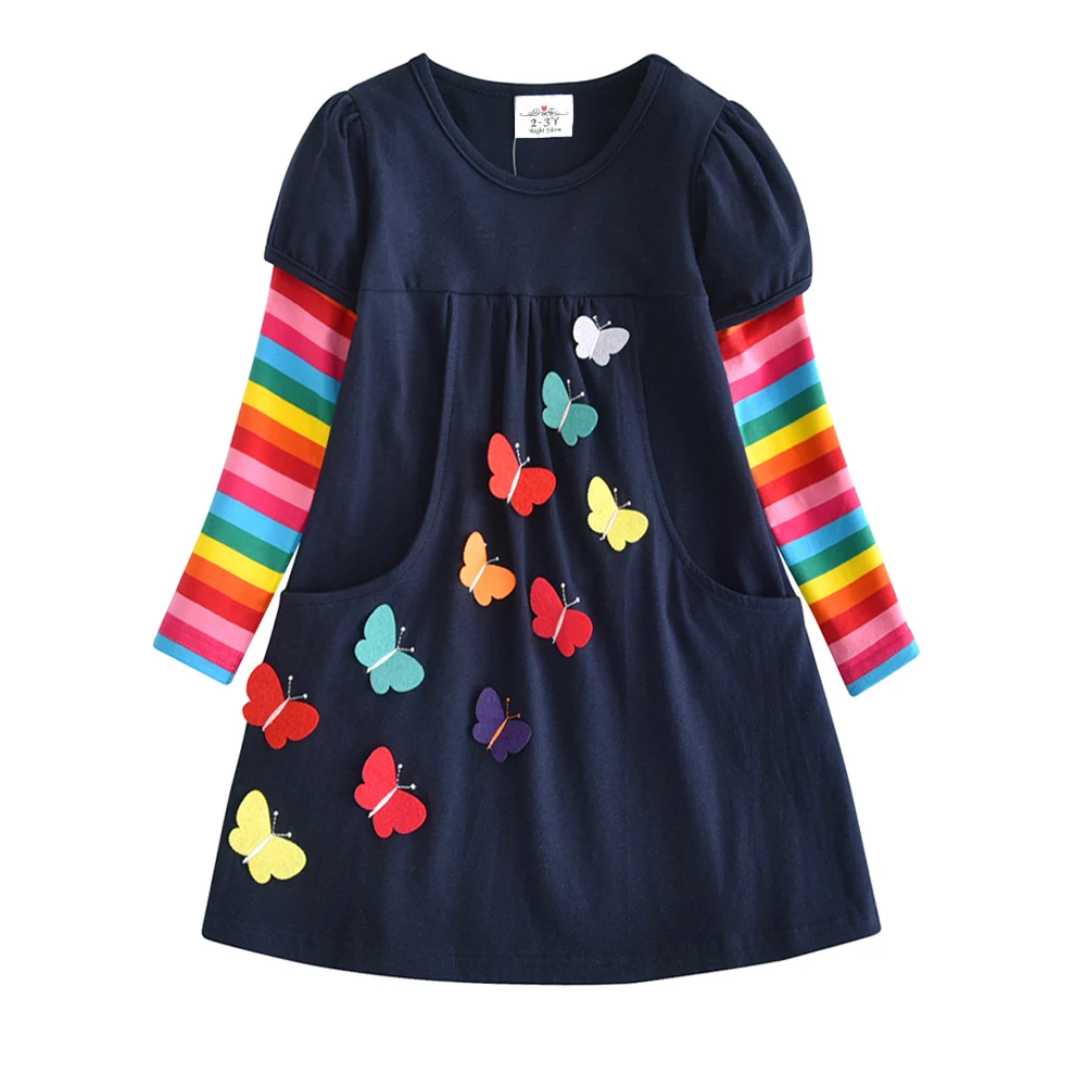 DXTON vestido infantil invierno algodón arcoíris manga larga - imagen 5
