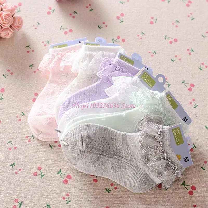 Calcetines tobilleros cortos de encaje con ojales para bebés unisex - imagen 5
