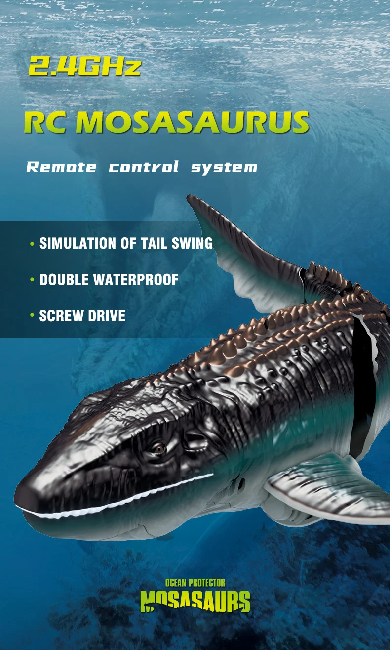 Barco Mosasaurus visto de lado