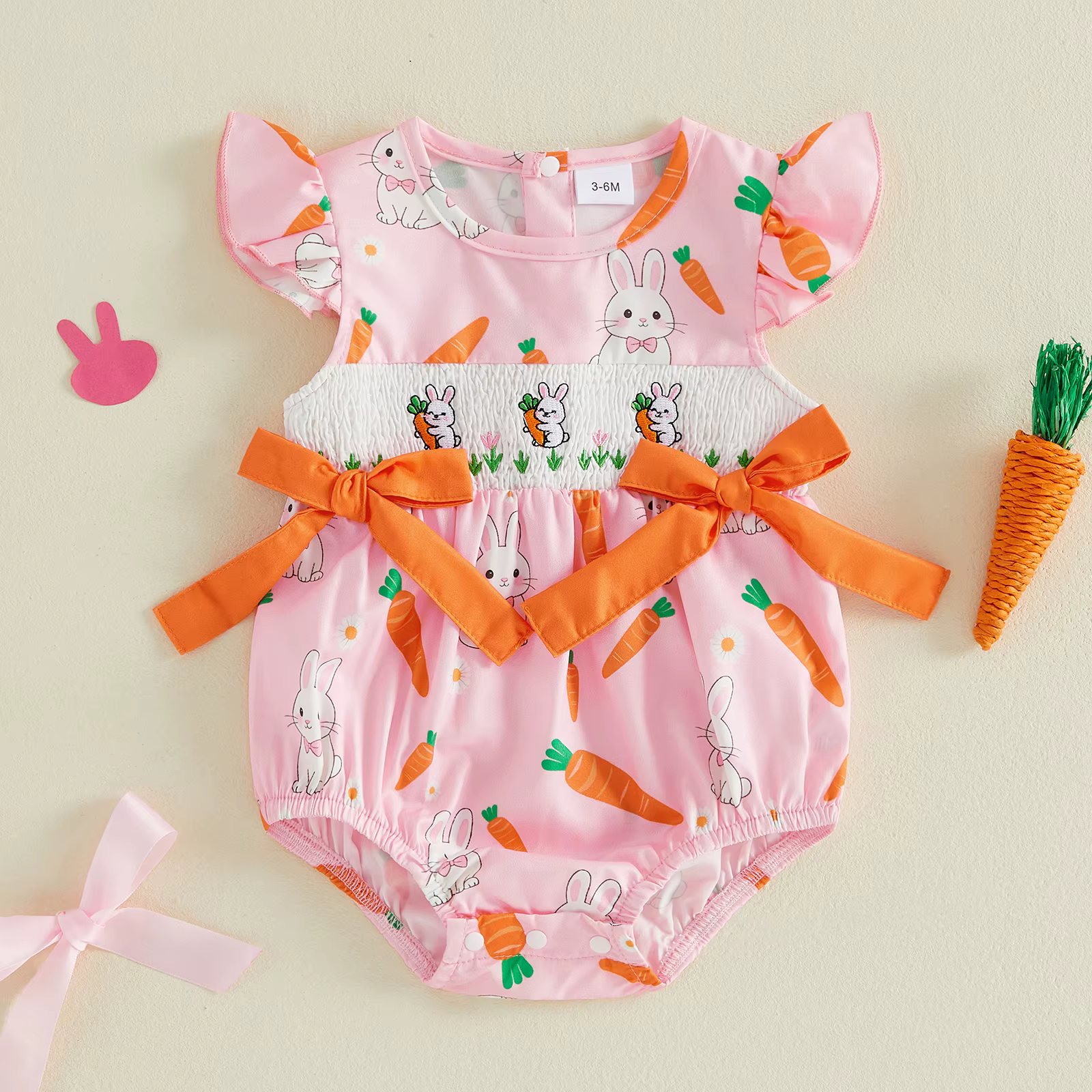 VISgogo mono de Pascua para bebé con conejito bordado
