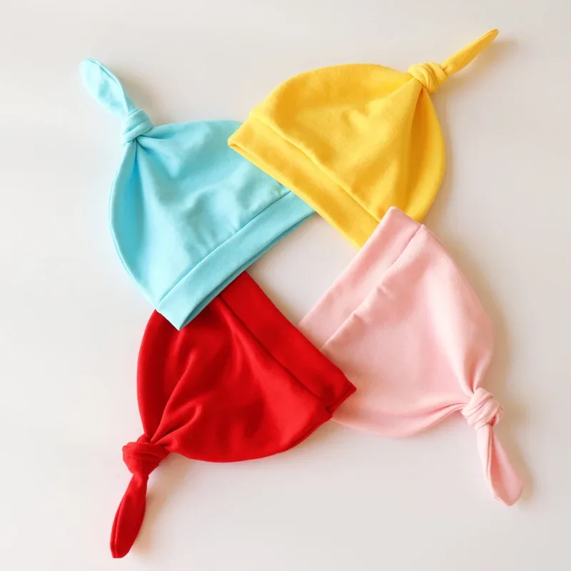Gorro bebé a rayas ajustable de algodón suave con nudo - imagen 4