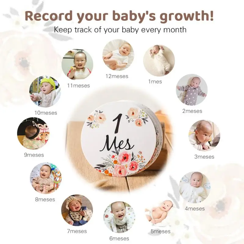 Tarjetas de hitos bilingües español-francés para bebé 0-12 meses