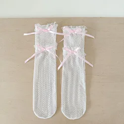 Calcetines de verano para niñas con flores y lazos de encaje