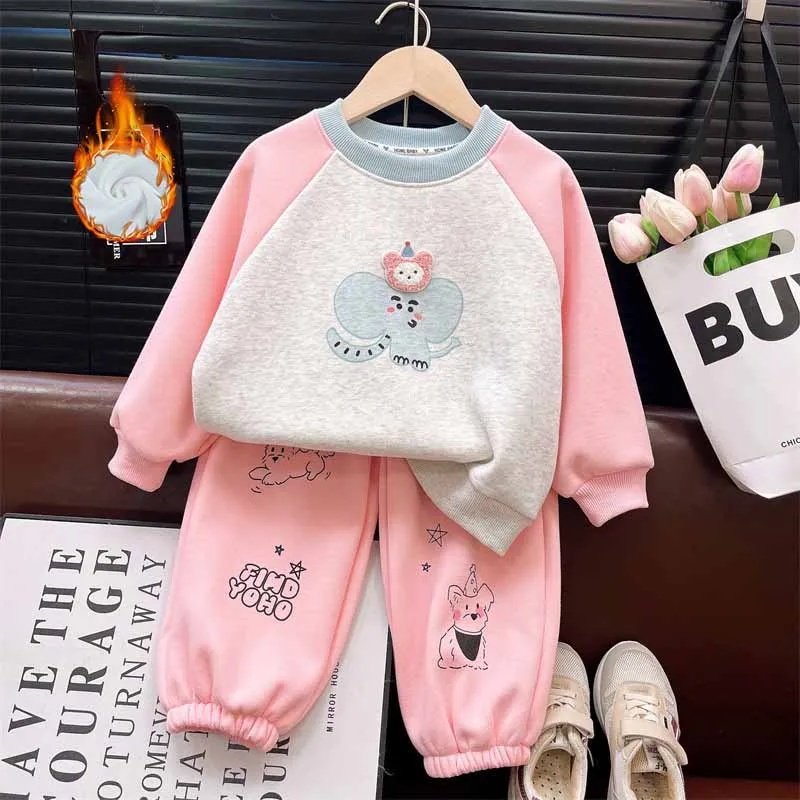 Conjunto de terciopelo grueso para bebé cálido de invierno - imagen 2