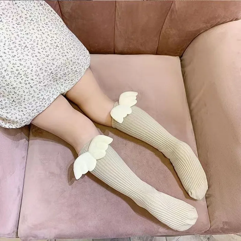Calcetines alas de ángel de algodón suave hasta la rodilla para niños - imagen 3