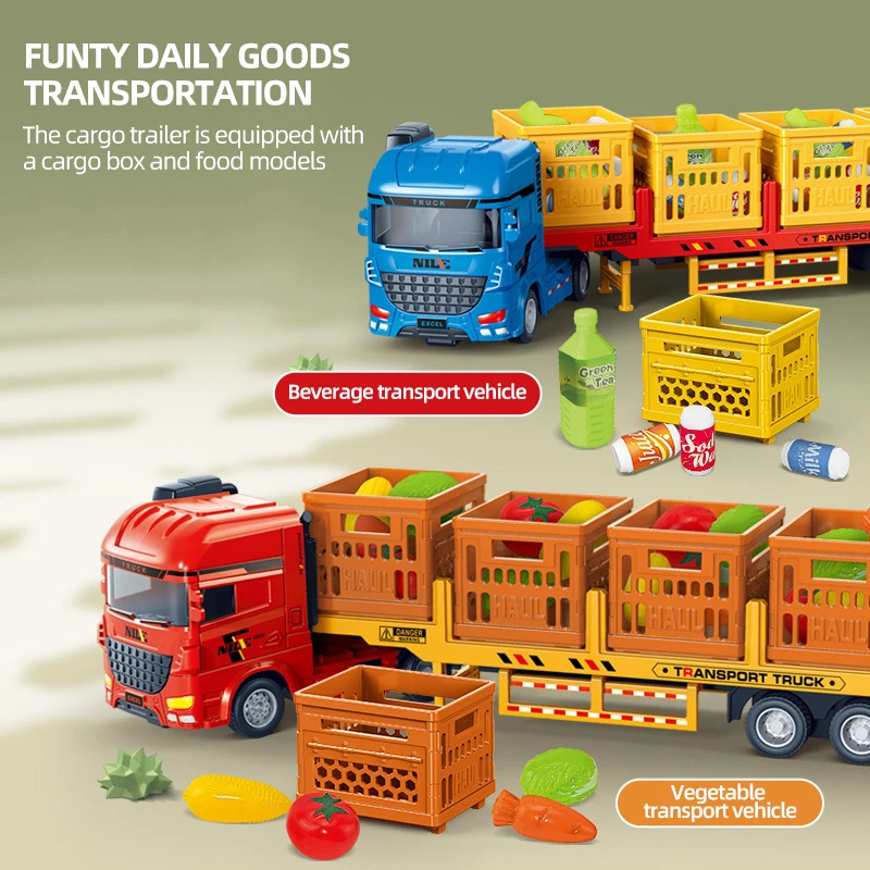 Camión juguete grande transporte inercial frutas y verduras - imagen 4