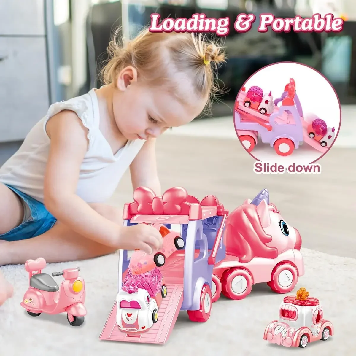Coche de juguete con música y luz unicornio para niños - imagen 4