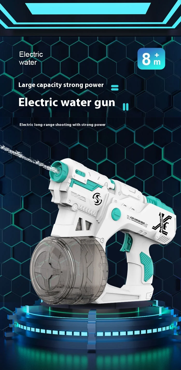 pistola de agua eléctrica verde y naranja