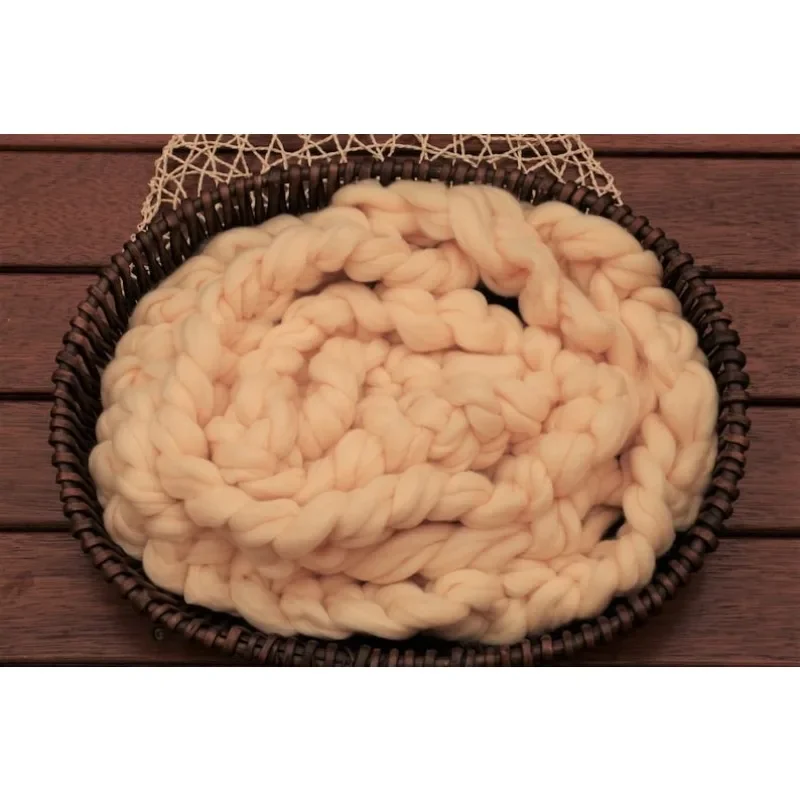Trenza de lana merino para sesiones fotográficas del recién nacido - imagen 2