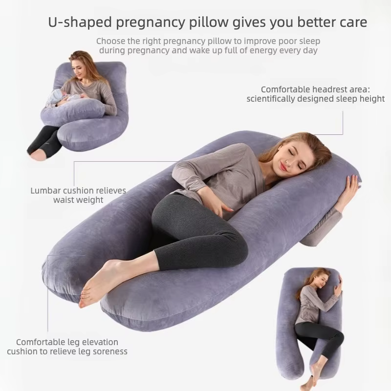 Almohada de maternidad U en algodón para dormir de lado