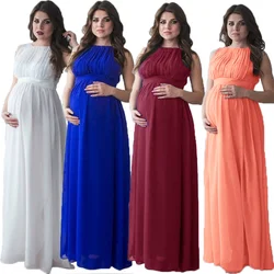 Vestido de maternidad sin mangas de rejilla elástica para fotos