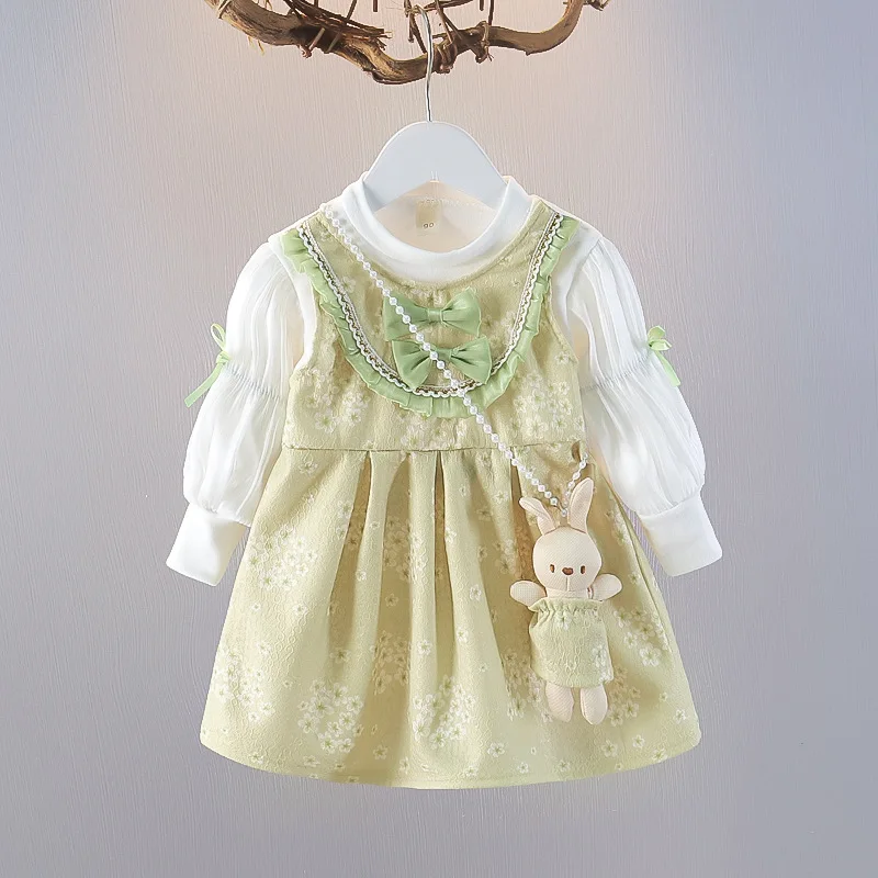 Vestido de manga larga con estampado floral para niña primavera - imagen 4