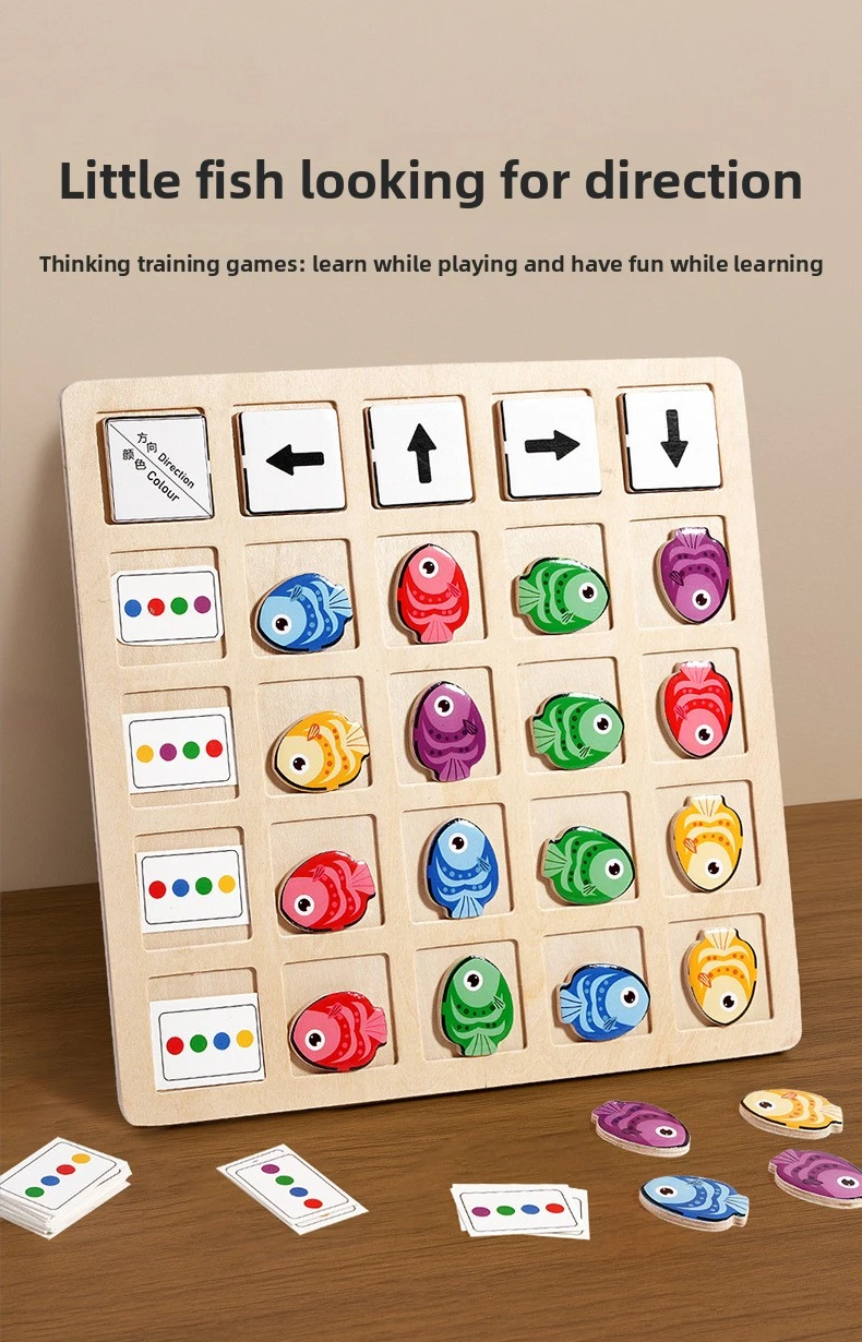 Juguete Montessori de dirección de peces vista frontal