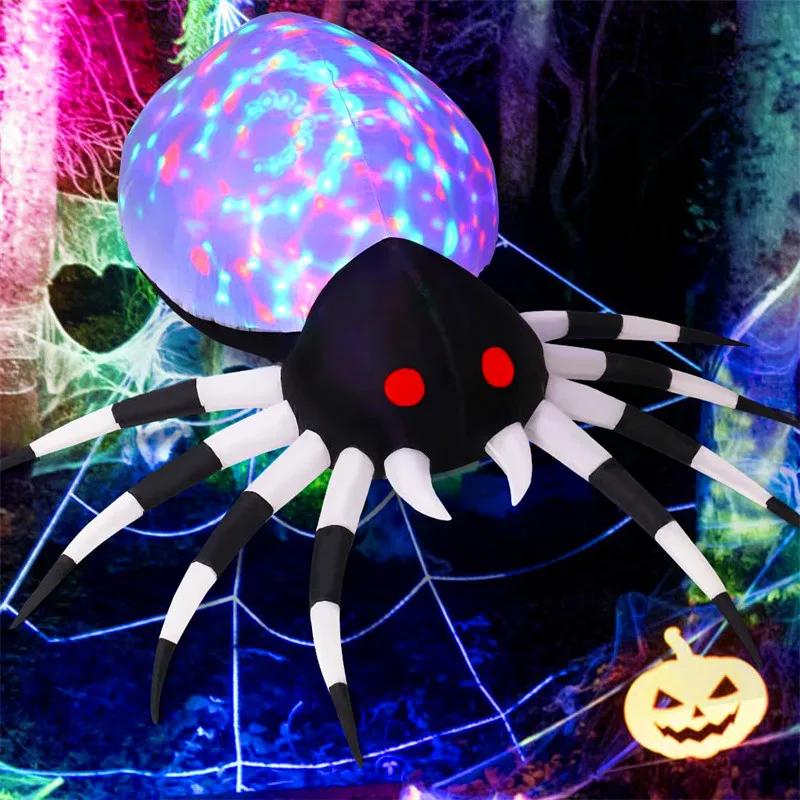 Araña inflable en entorno de jardín