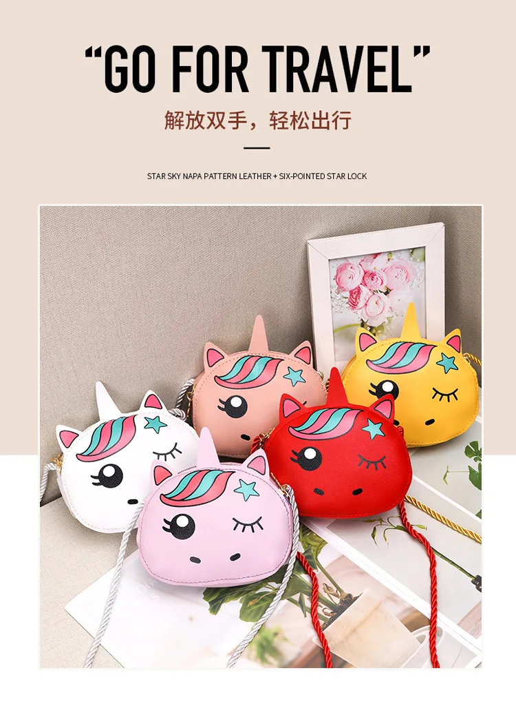 Bolso cruzado infantil con unicornio para niñas