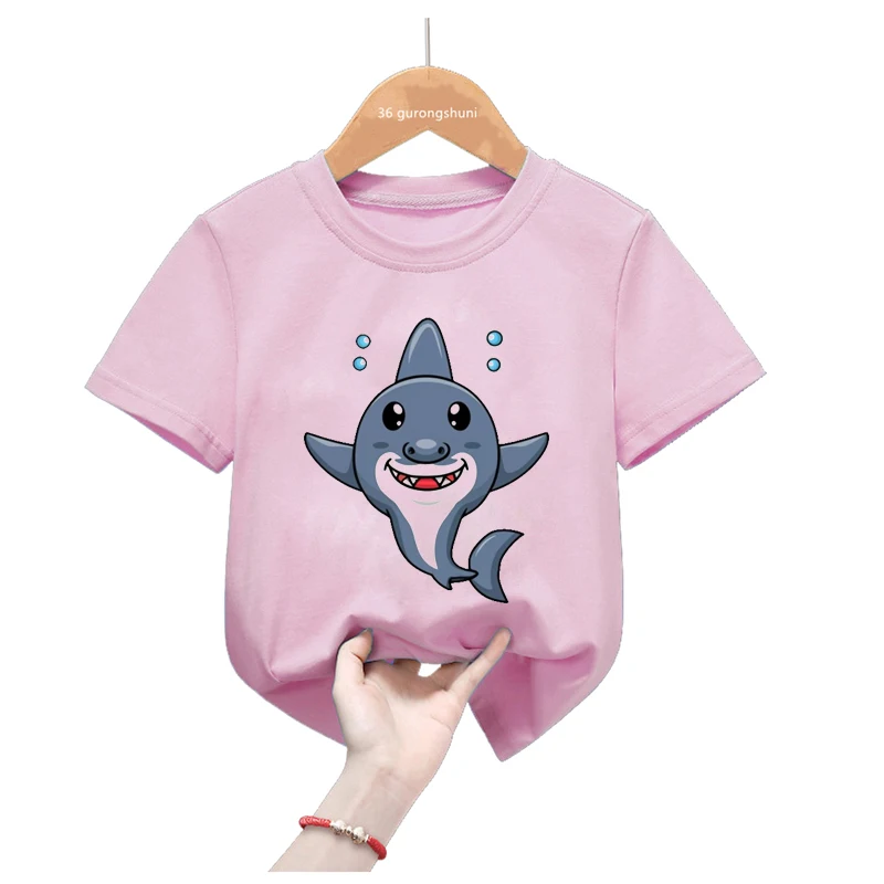 Camiseta infantil rosa con tiburón y amor - manga corta de verano - imagen 5