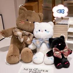 Peluche de gato con pajarita y dibujos animados suave