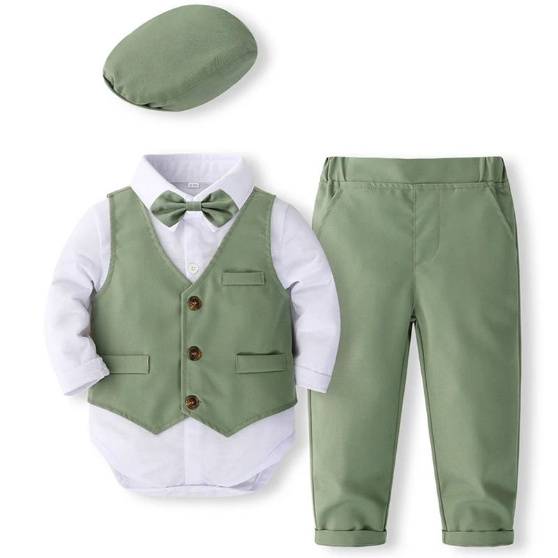 Conjunto bebé primavera: mono de manga larga con chaleco y pantalón - imagen 5