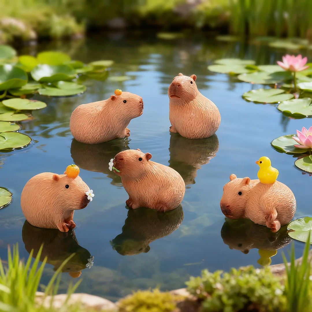 Figuras capibara de juguete decorativas para escritorio y jardín - imagen 4