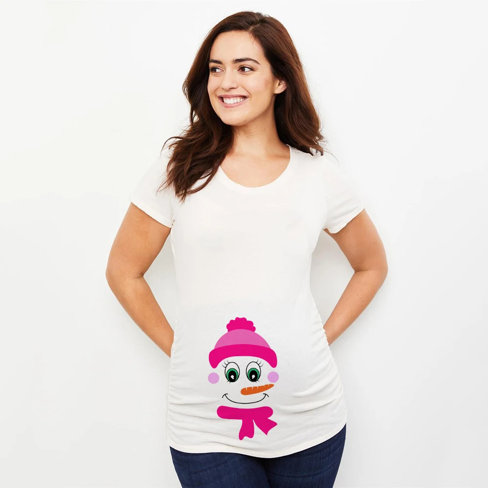 Camiseta maternidad navideña blanca manga corta muñeco de nieve - imagen 4