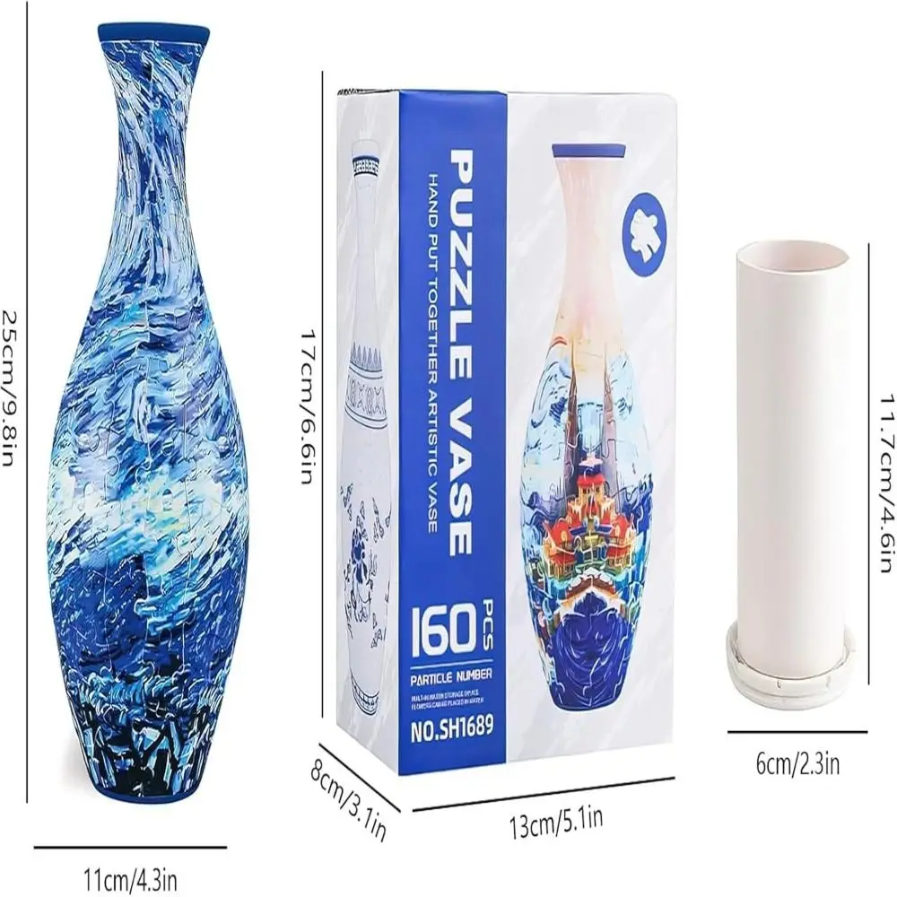 Florero 3D montado de rompecabezas con taza de agua desmontable