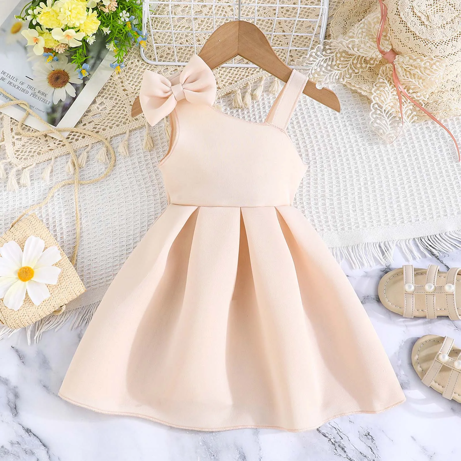 Vestido floral fiesta con lazo para niña – Un hombro, boda, cumpleaños