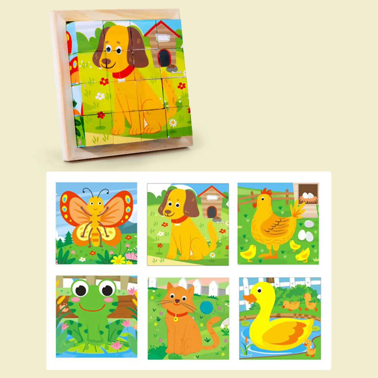 Rompecabezas de madera multicaras para desarrollo infantil en casa - imagen 5