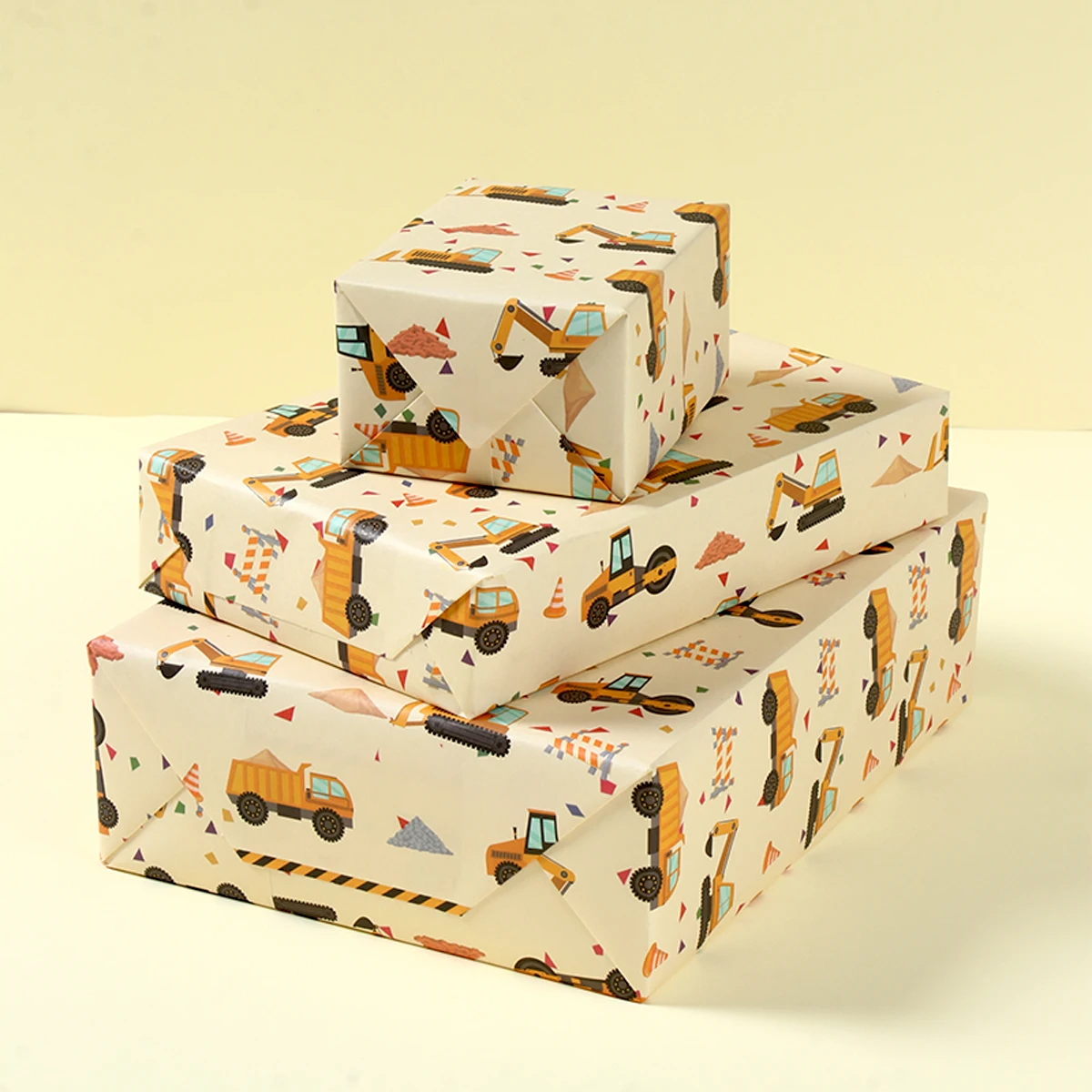 Papel de regalo construcción con excavadora para fiestas infantiles - imagen 4