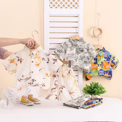 MILANCEL conjunto de verano infantil con camisa floral y hojas