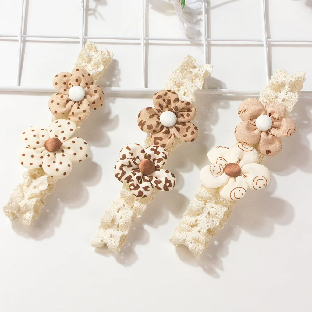 Diadema bebé con flores 3D y estampado leopardo suave