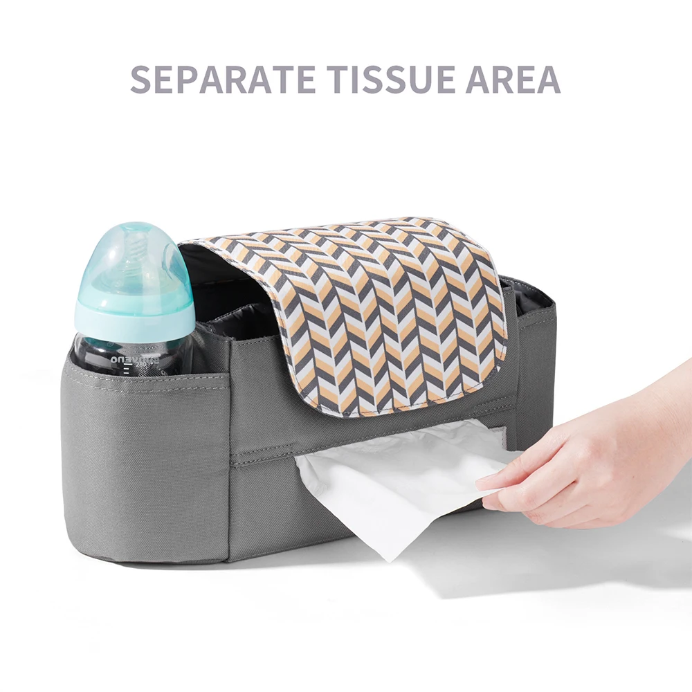 Bolsa de pañales extensible para cochecito – Portavasos y cremallera - imagen 4