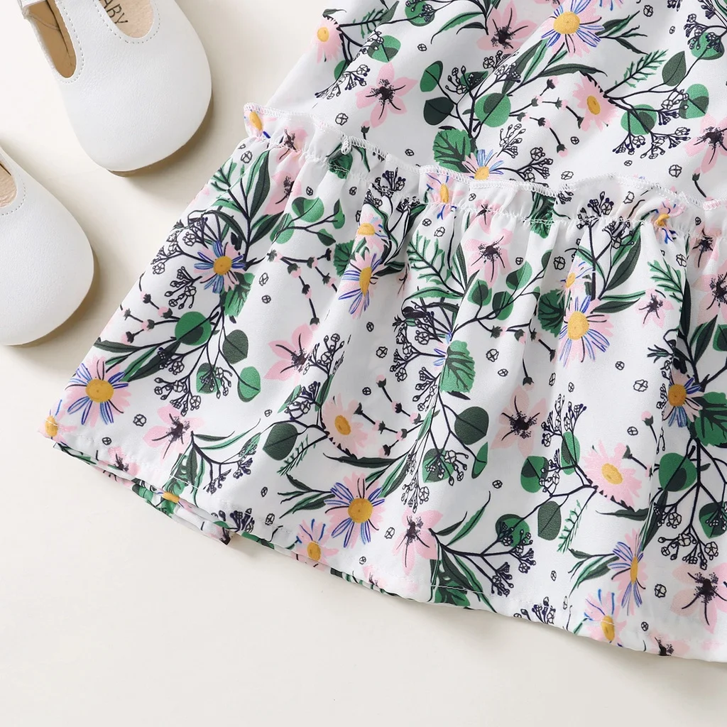 Vestido floral sin mangas con lazo para niñas - imagen 4