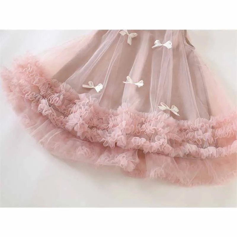Vestido de verano en tul asimétrico para niñas con lazo - imagen 4