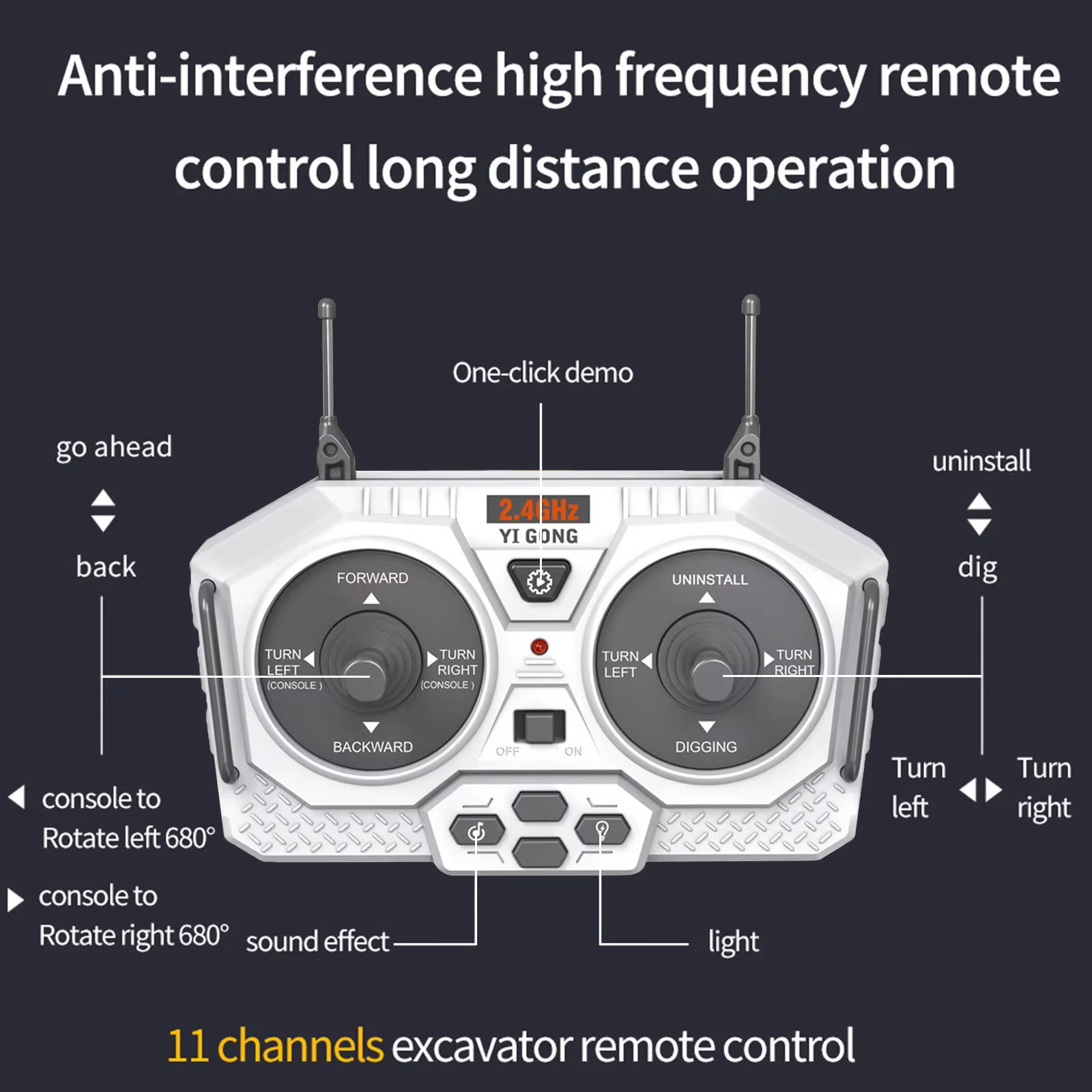 Excavadora control remoto con música para niños - imagen 4