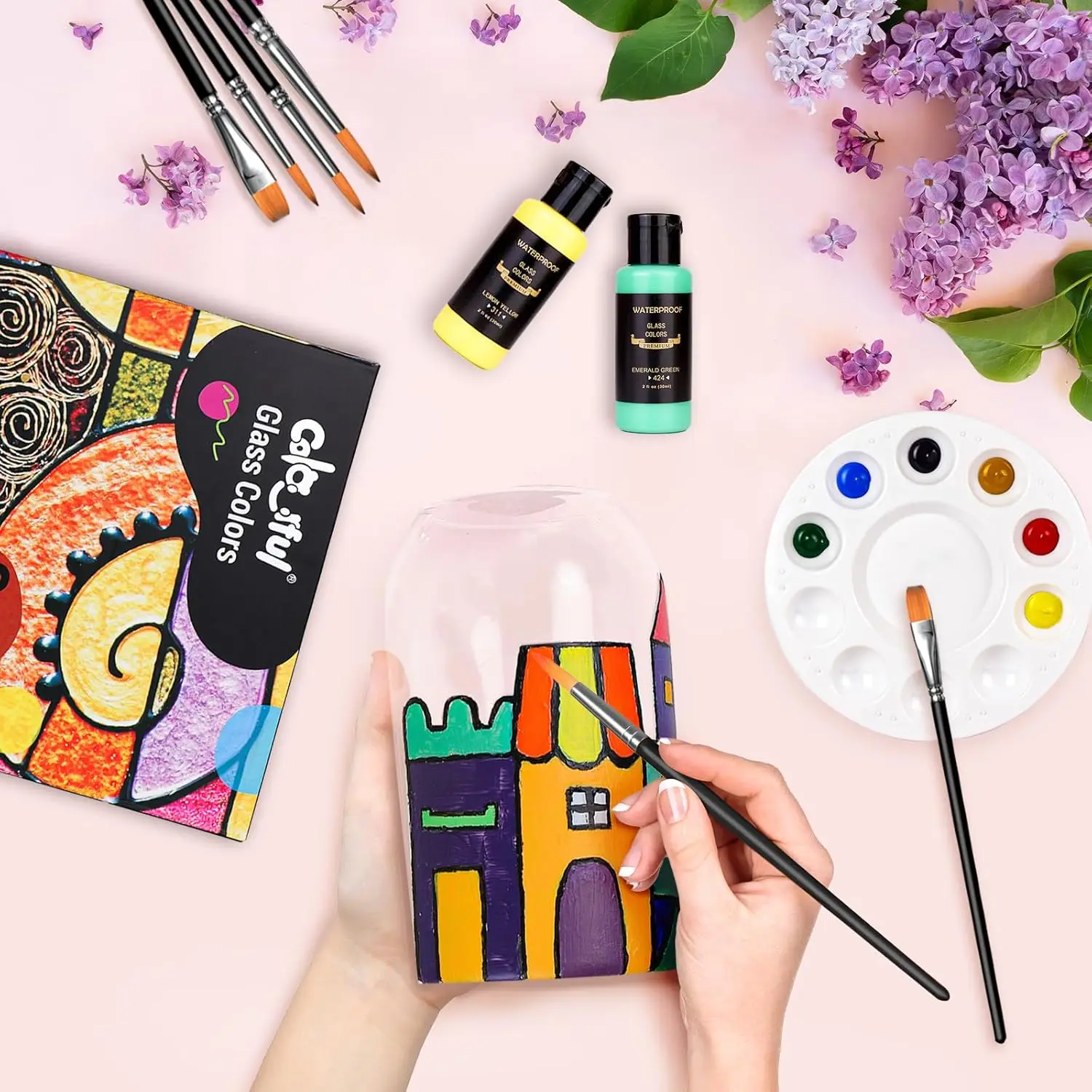 Kit de pintura infantil para vidrio con pinceles varios - imagen 5